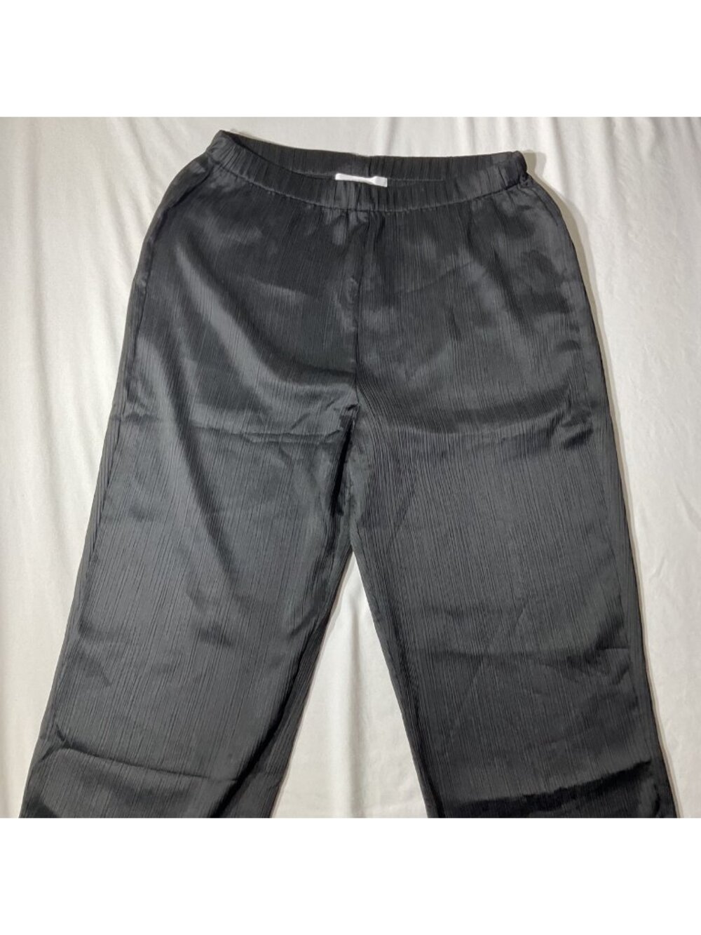 Calvin Klein Womens Black Pleated Satin Lounge Pants X-Large Elastic Waist